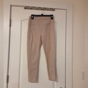 Free Poeple Movement High-Waist Beige Leggings with Side Pockets Size Medium